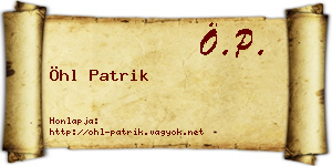 Öhl Patrik névjegykártya